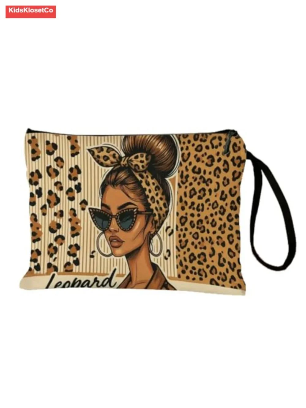 Leopard Print Canvas Cosmetic Bag Travel Toiletry Pouch